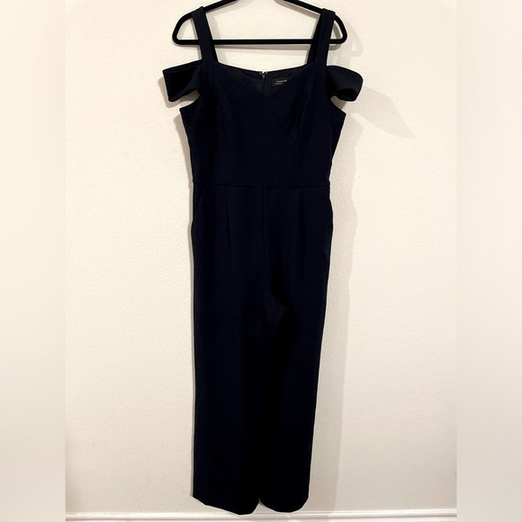 Tahari Women’s Jumpsuit Size 10 Blue Stretch Business Causal Academia Classic - Picture 3 of 17